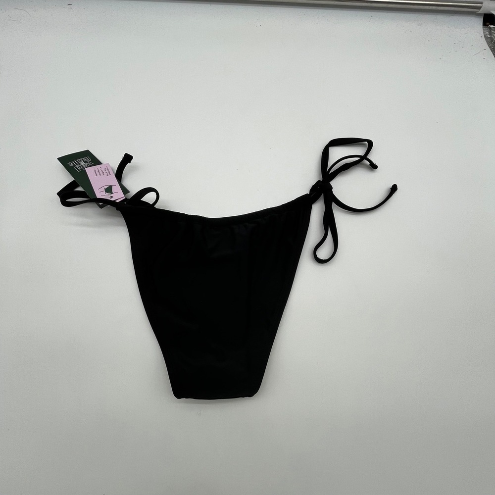 Wild Fable Black Side Tie Bikini Bottom Low Rise High Leg XXS 00 New